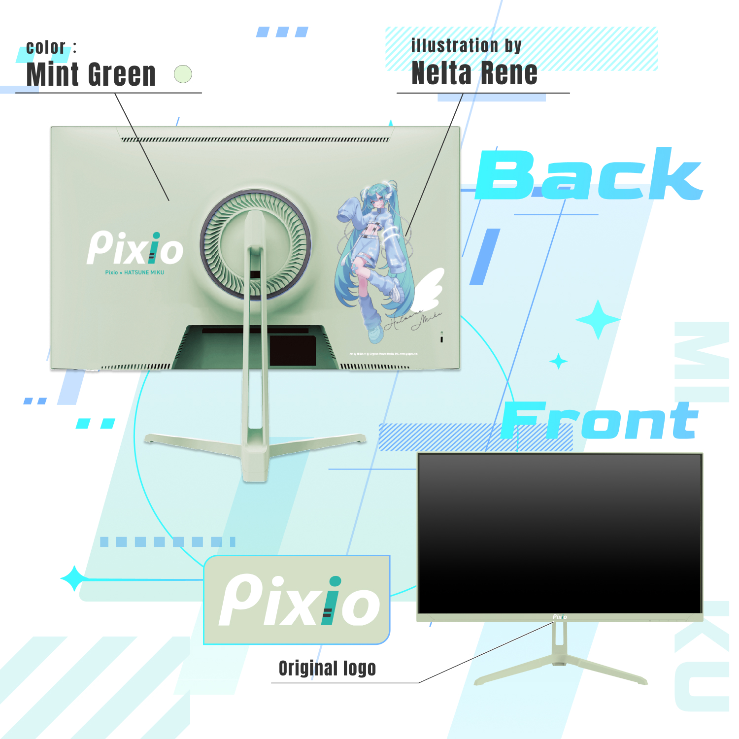 ゲーミングモニター 初音ミク コラボモデル 27インチ WQHD ホワイト