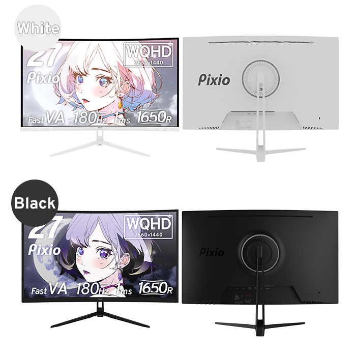 Pixio PXC278 Wave ゲーミングモニター 27インチ WQHD 180Hz