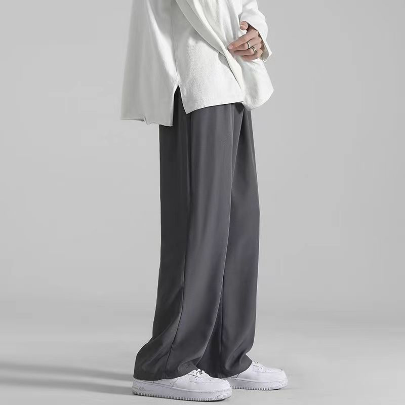 アイスシルクパンツ ワイドパンツ メンズ ガウチョパンツ 夏服 ゆったり アイスシルク 接触冷感 ひんやり 薄手 涼しい 無地 ロングパンツ ゆったり
