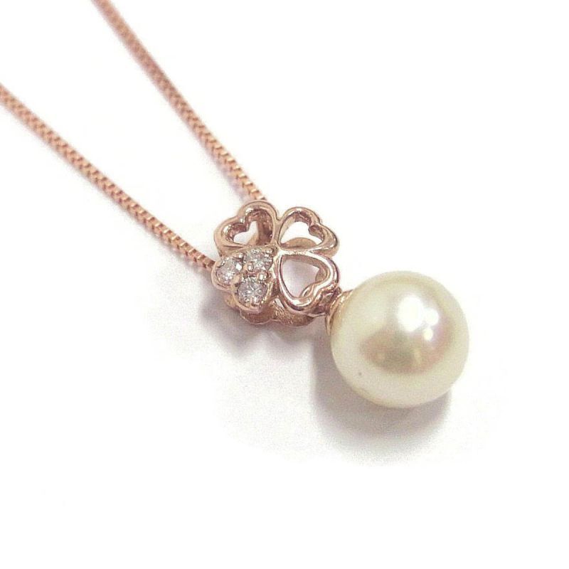 アコヤ真珠 一粒ネックレス クローバーモチーフ 6-6.5mm プチ