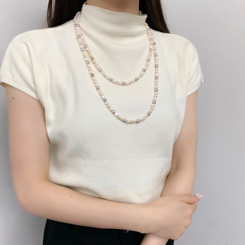 再入荷」淡水真珠 3wayパールロングネックレス マルチカラー