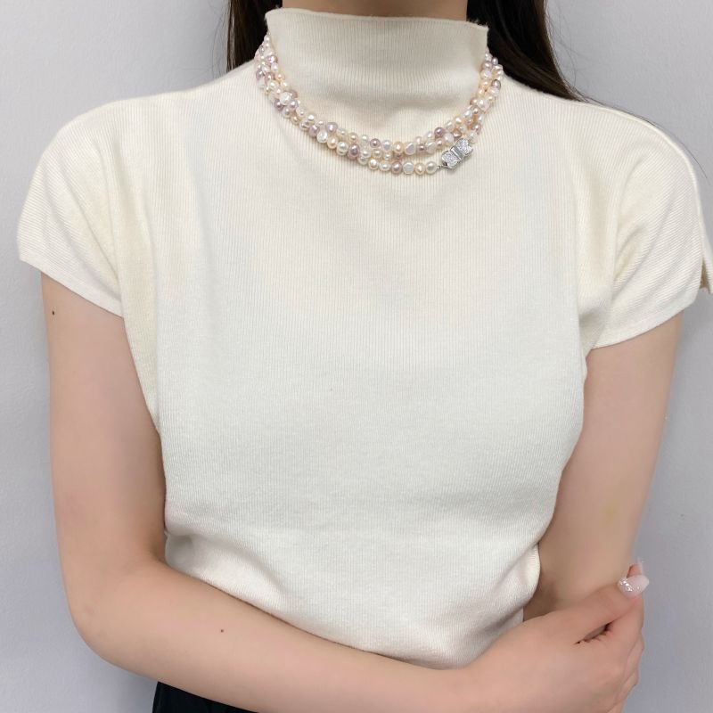 再入荷」淡水真珠 3wayパールロングネックレス マルチカラー