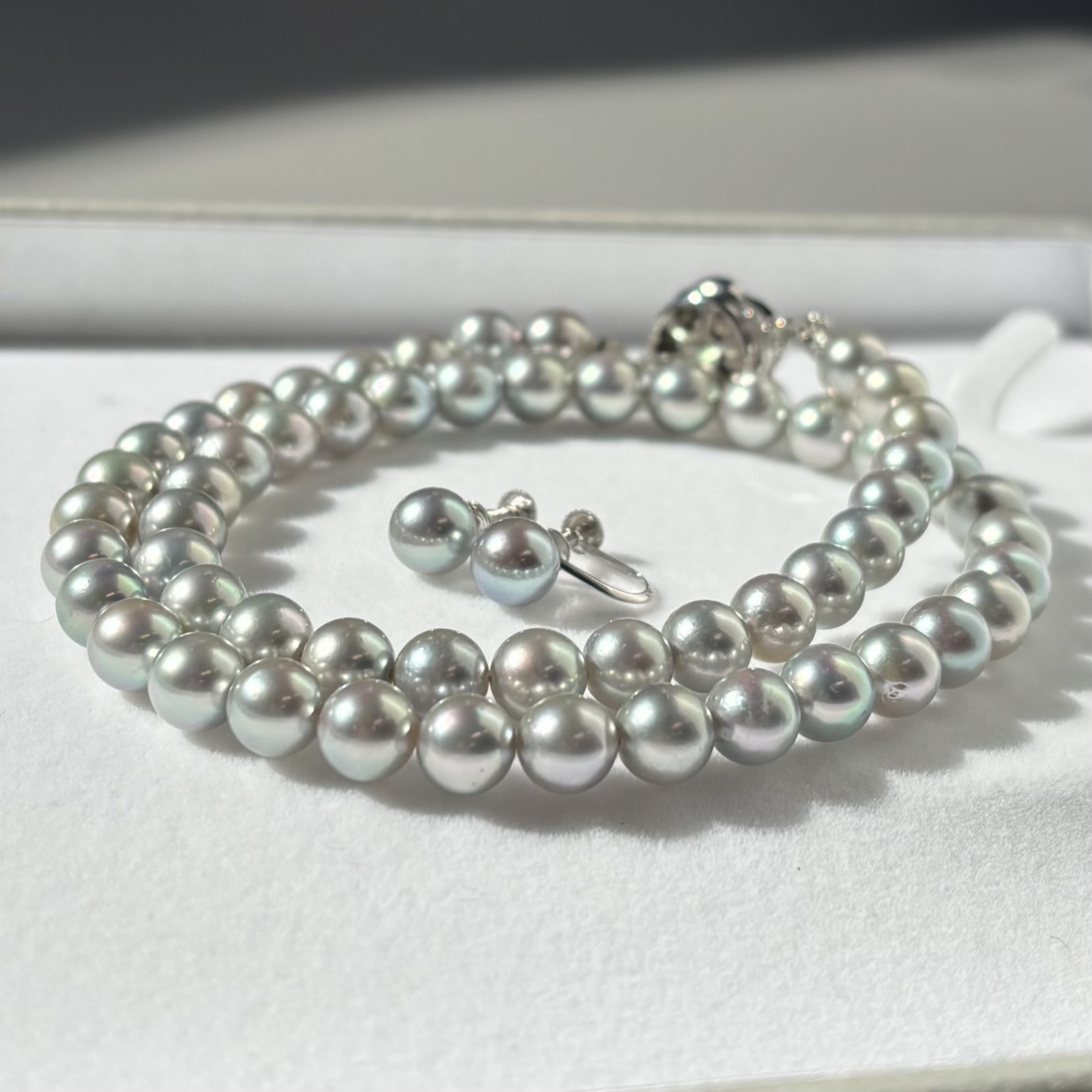 パールネックレス7点セットシルバー刻印あり‼️ アコヤ真珠 ネックレスセット(ピアス/イヤリング) 7-7.5mm