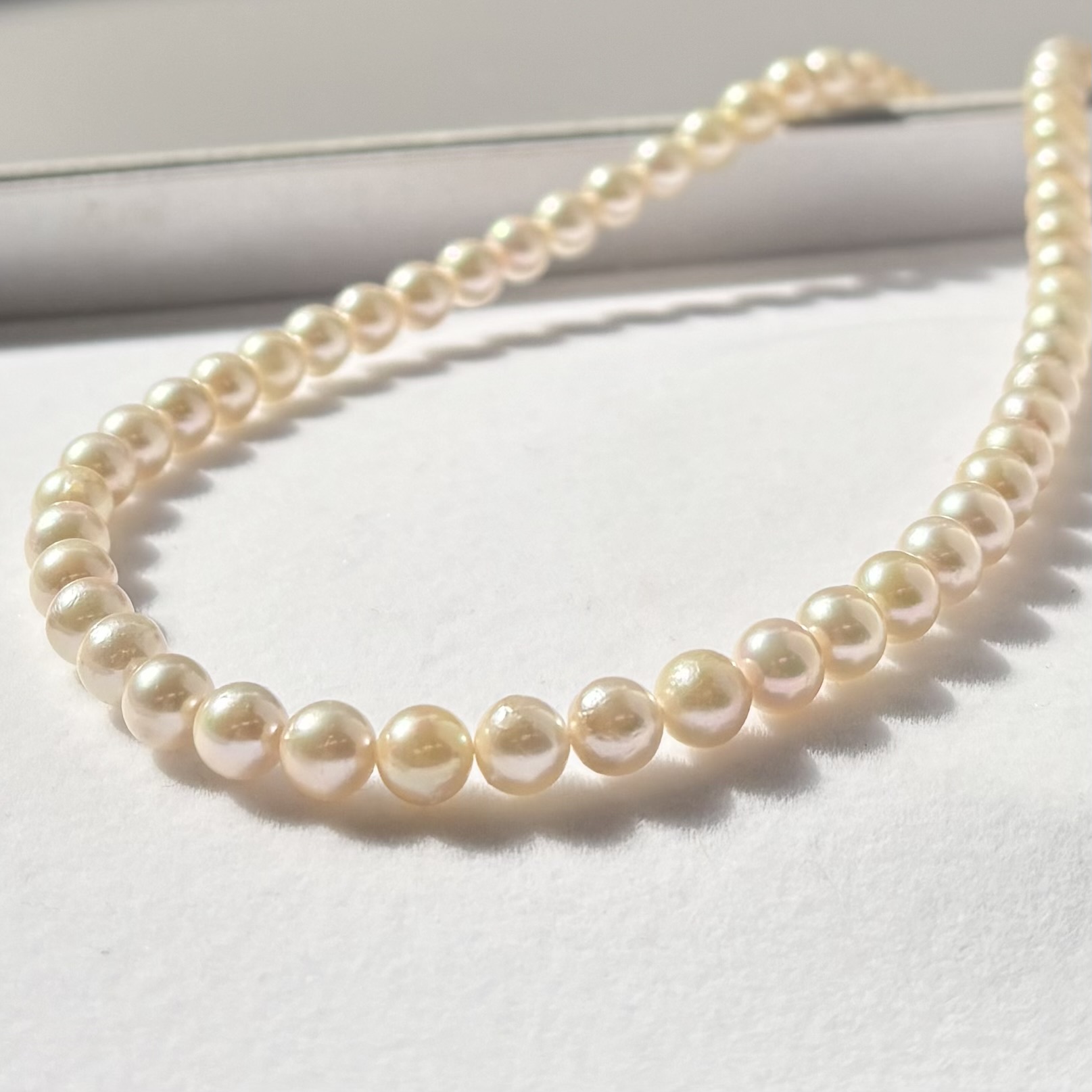 アコヤ真珠 パールネックレス ホワイト 6-6.5mm ラウンド 約42cm GIA 