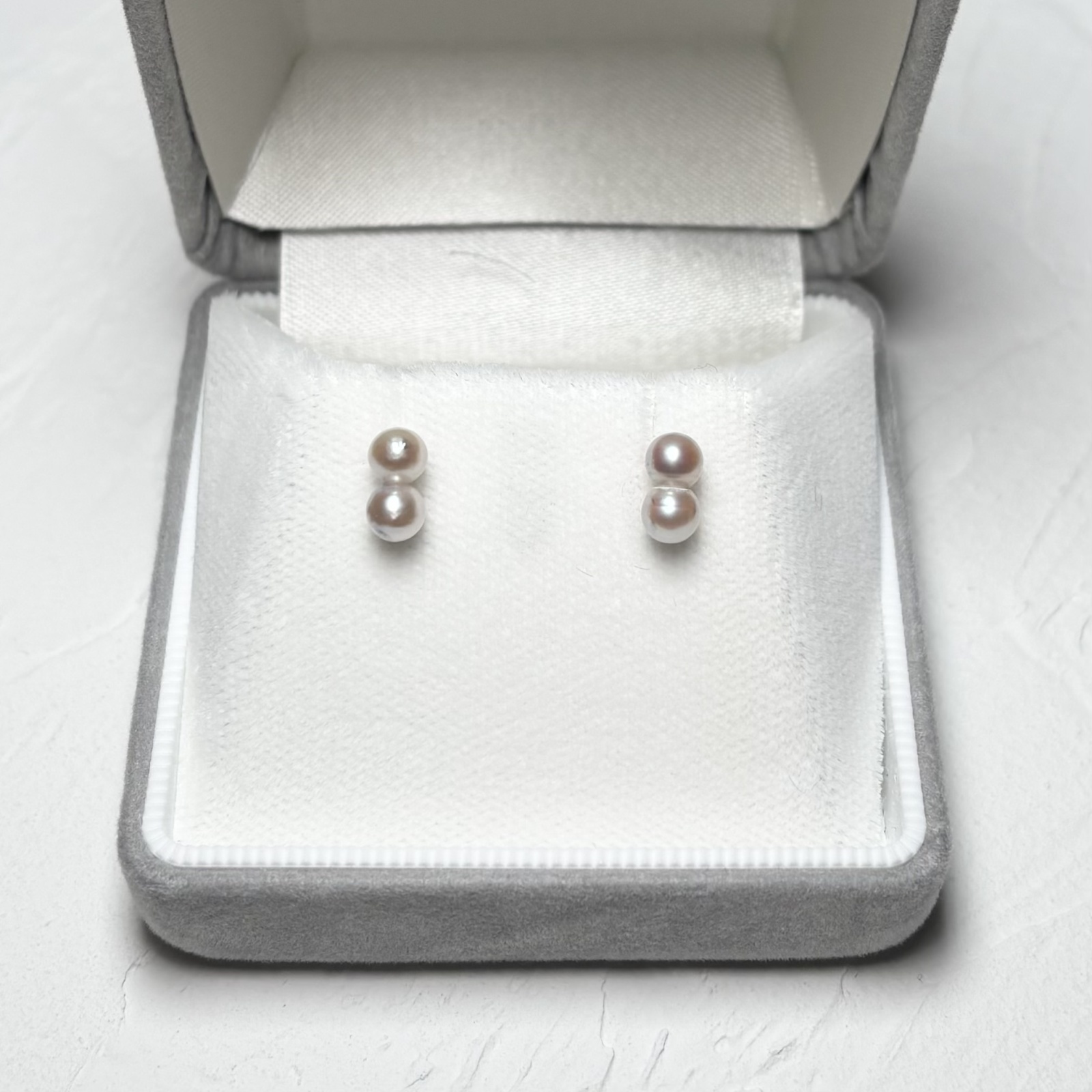 アコヤ真珠 ツイン パールピアス 4-5mm ベビーパール ナチュラルグレー