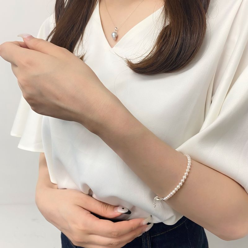 再入荷 アコヤ真珠 ベビーパールブレスレット 4-4.5mm ホワイト