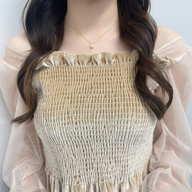あこやパール 18K YG ネックレス 45cm あこや本真珠 パール スルーネックレス 8.0-8.5mm K18WG/K18