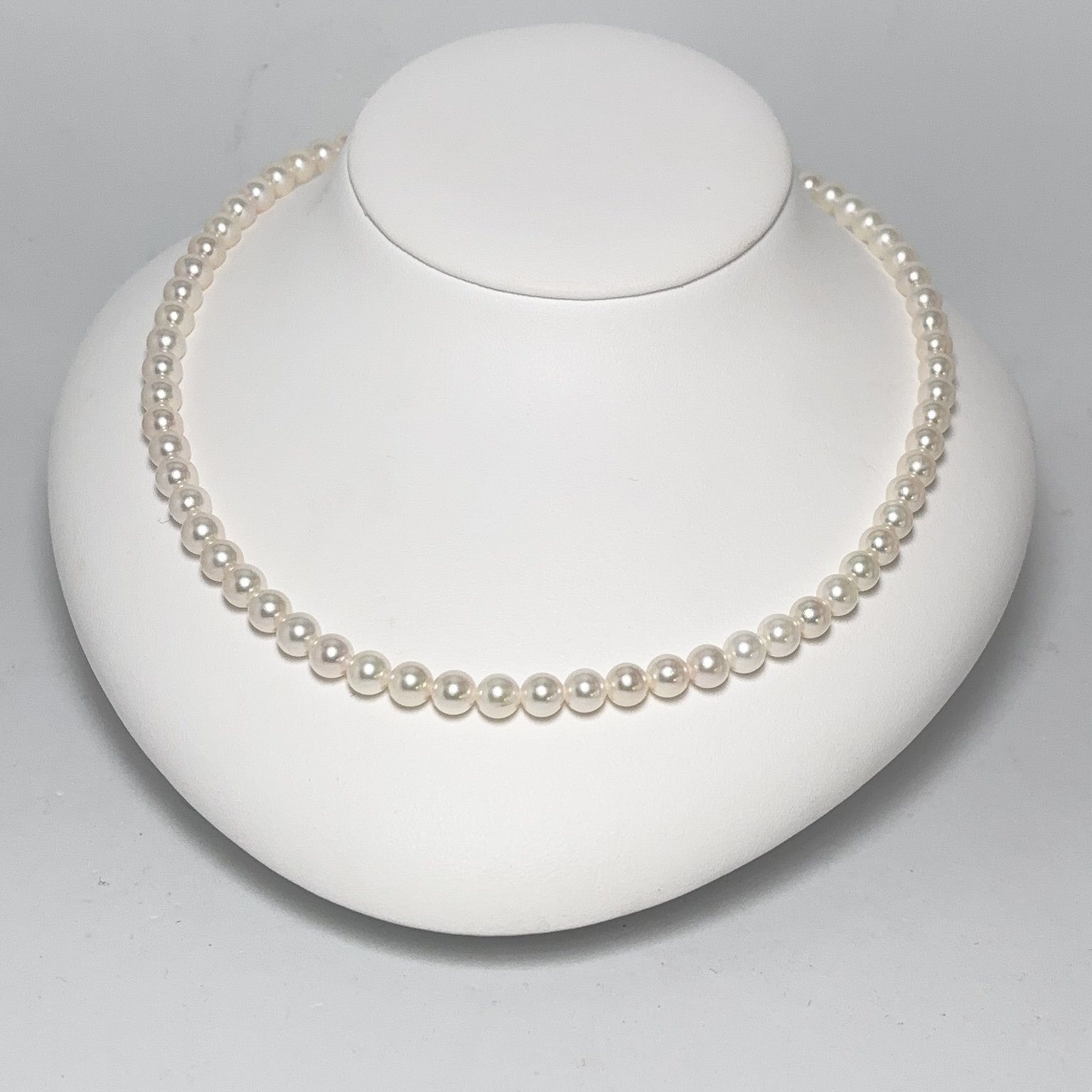 アコヤ真珠 パールネックレス 6-6.5mm ホワイト ラウンド 約42.5cm GIA