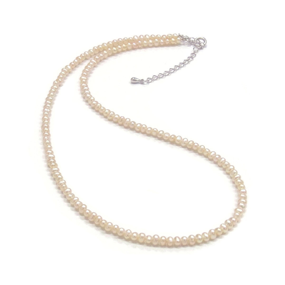 淡水真珠 ベビーパールネックレス 2.5-3mm オレンジ 40cm アジャスター 