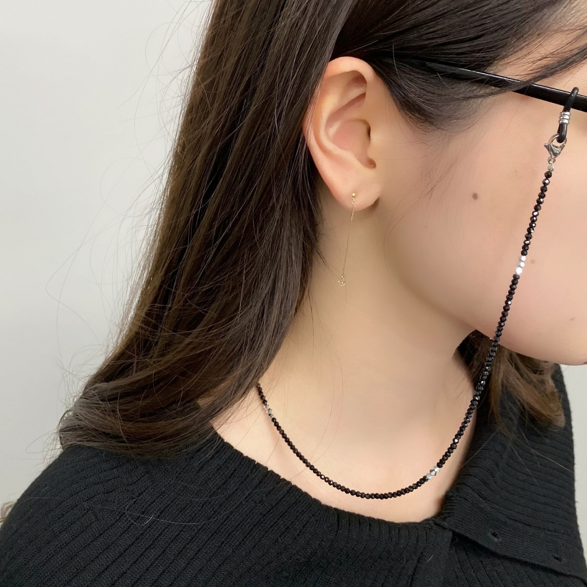 新品　メガネチェーン silver925 × ガラスビーズ ネックレス 2way Melody Accessory 眼鏡ホルダー 日本製 ネックレス 2way パール