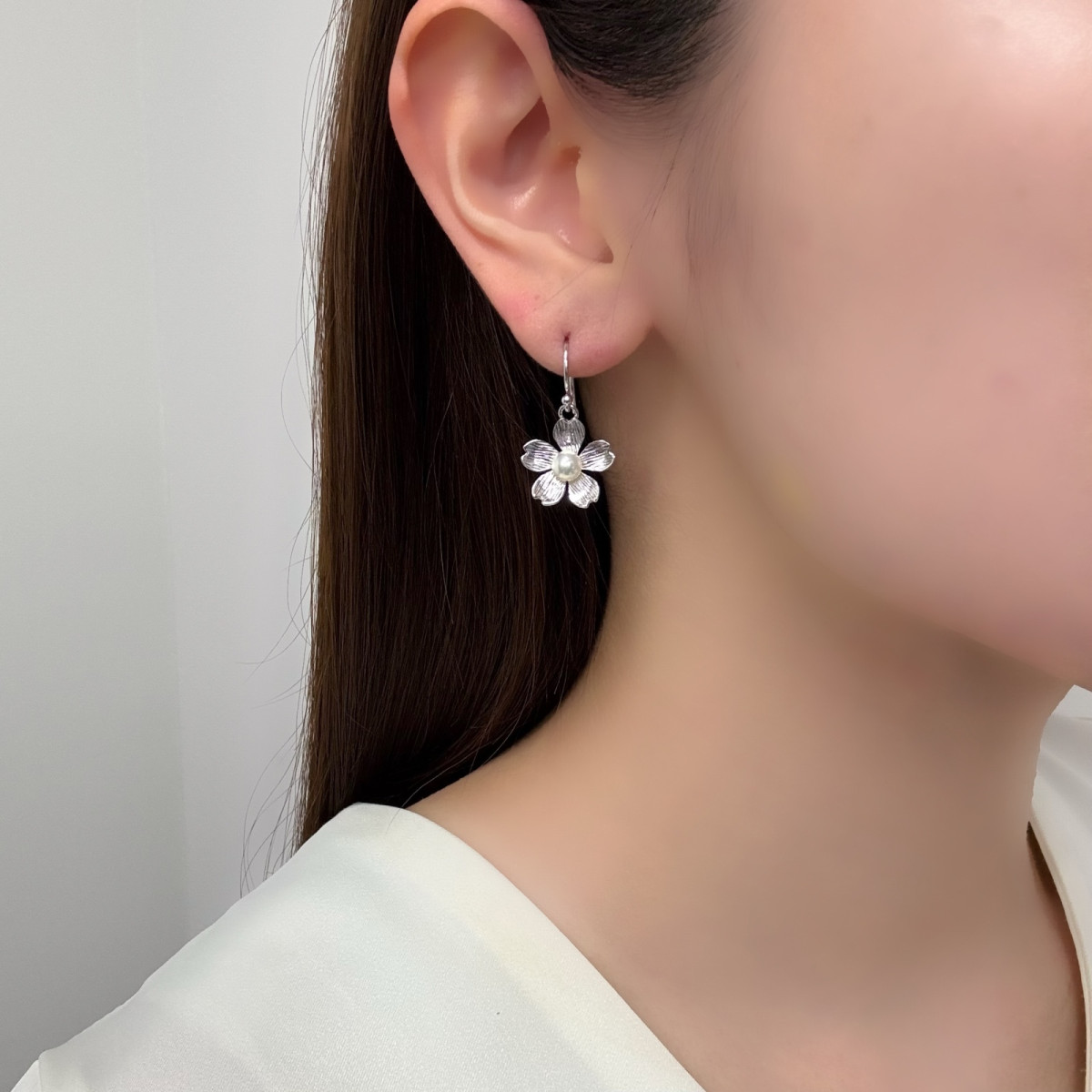 アコヤ真珠 桜 パールピアス イヤリング 4.5-5mm ホワイト ラウンド 