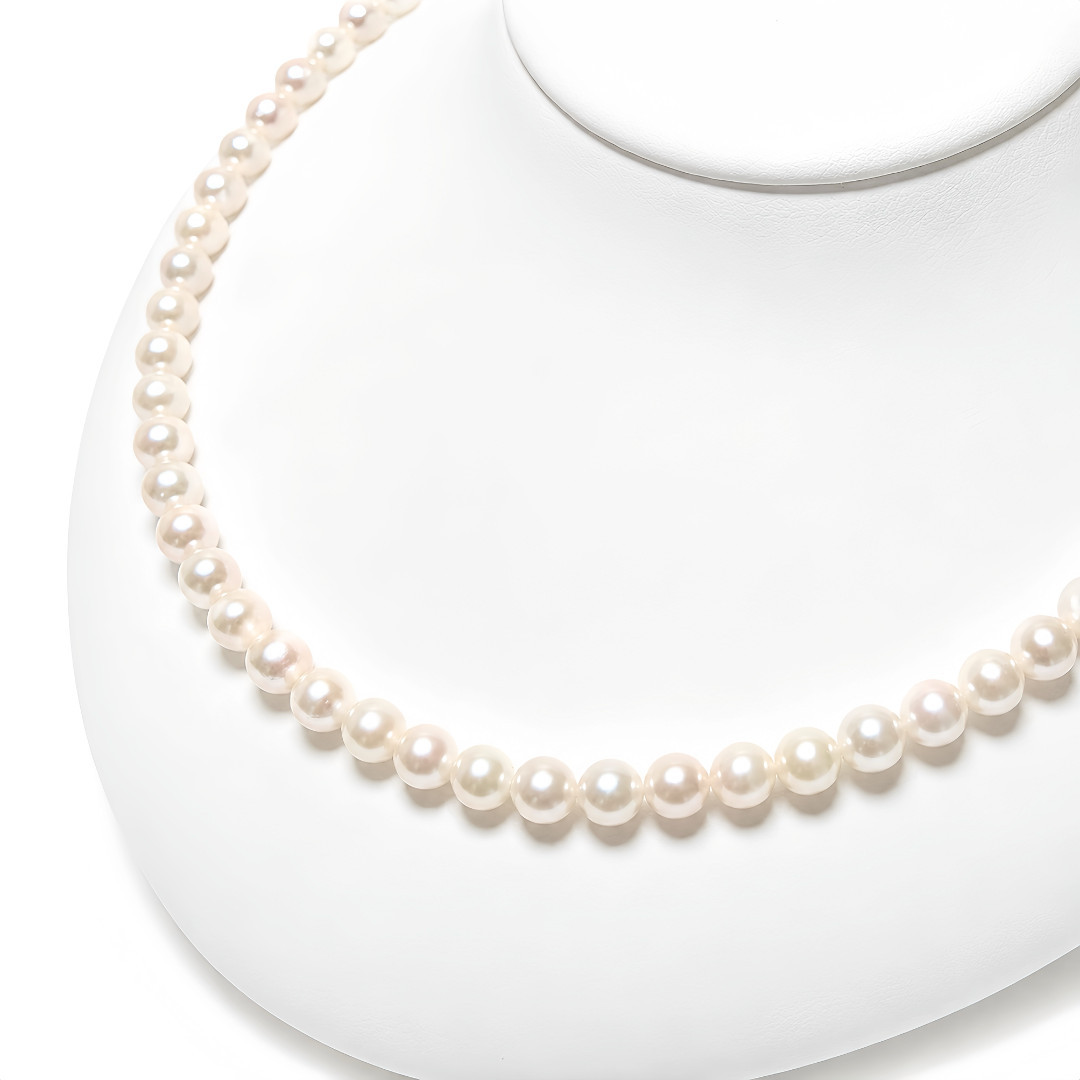 アコヤ真珠 パールネックレス ホワイト 6-6.5mm ラウンド 約42cm GIA 