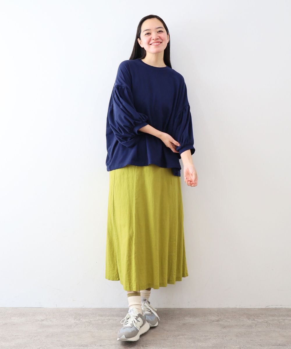 harmonie tシャツ レディース 半袖tシャツ ギャザー バルーン