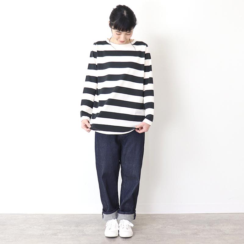レディース トップス tシャツ 日本製 綿 秋 harmonie Organic Cotton  アルモニ オーガニックコットン ふんわり天竺 ボーダー 裾ラウンド カットソー 82180011 レディース トップス tシャツ 日本製 綿 秋 harmonie Organic