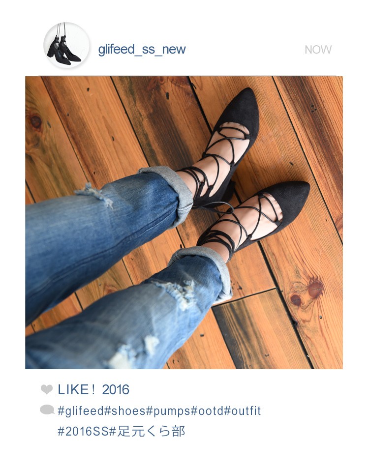 低反発クッション インスタグラマーに大人気 太ヒールレースアップパンプス