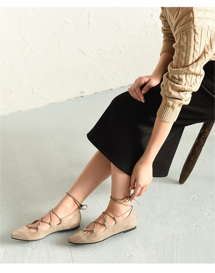 低反発クッション インスタグラマーに大人気 レースアップフラットシューズ パンプス