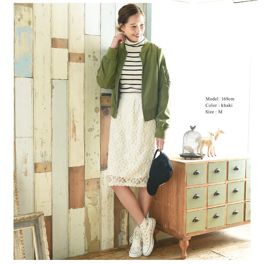 春のライトアウター ショート丈スプリングMA-1ミリタリージャケット