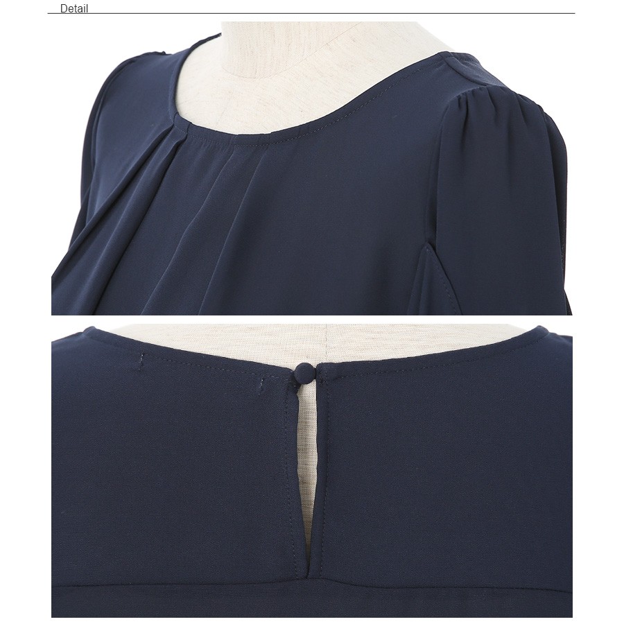 タック入り リボン袖 ジョーゼットブラウス トップス 上品 レディース