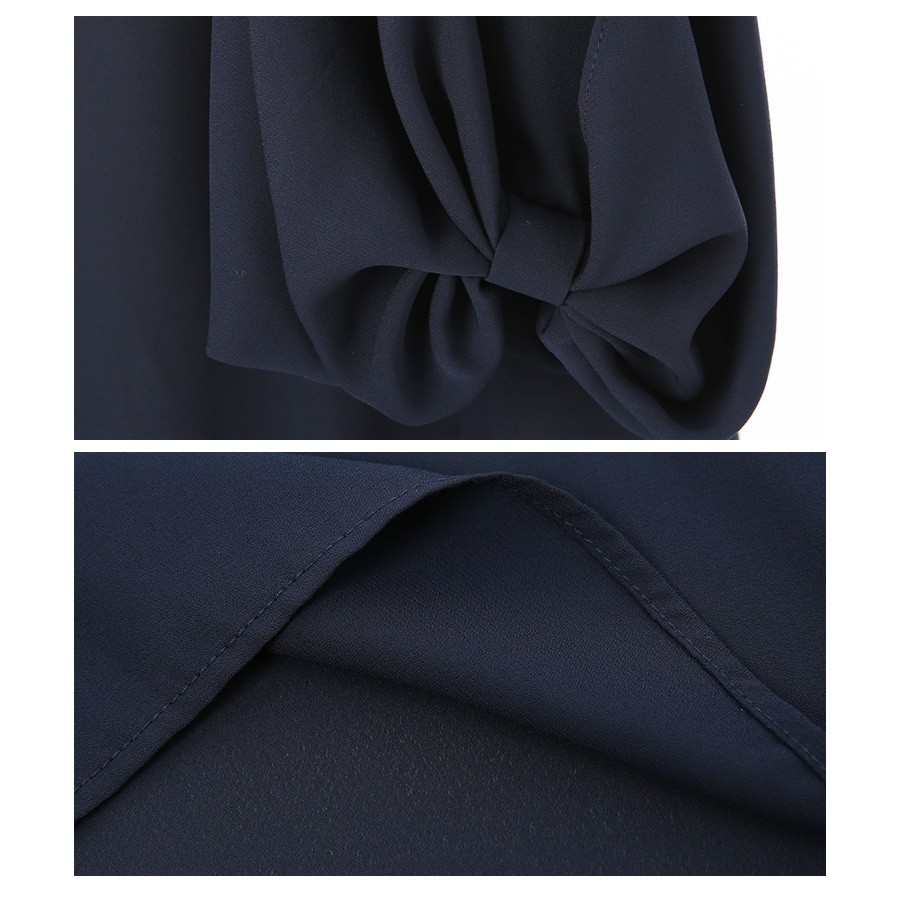 タック入り リボン袖 ジョーゼットブラウス トップス 上品 レディース