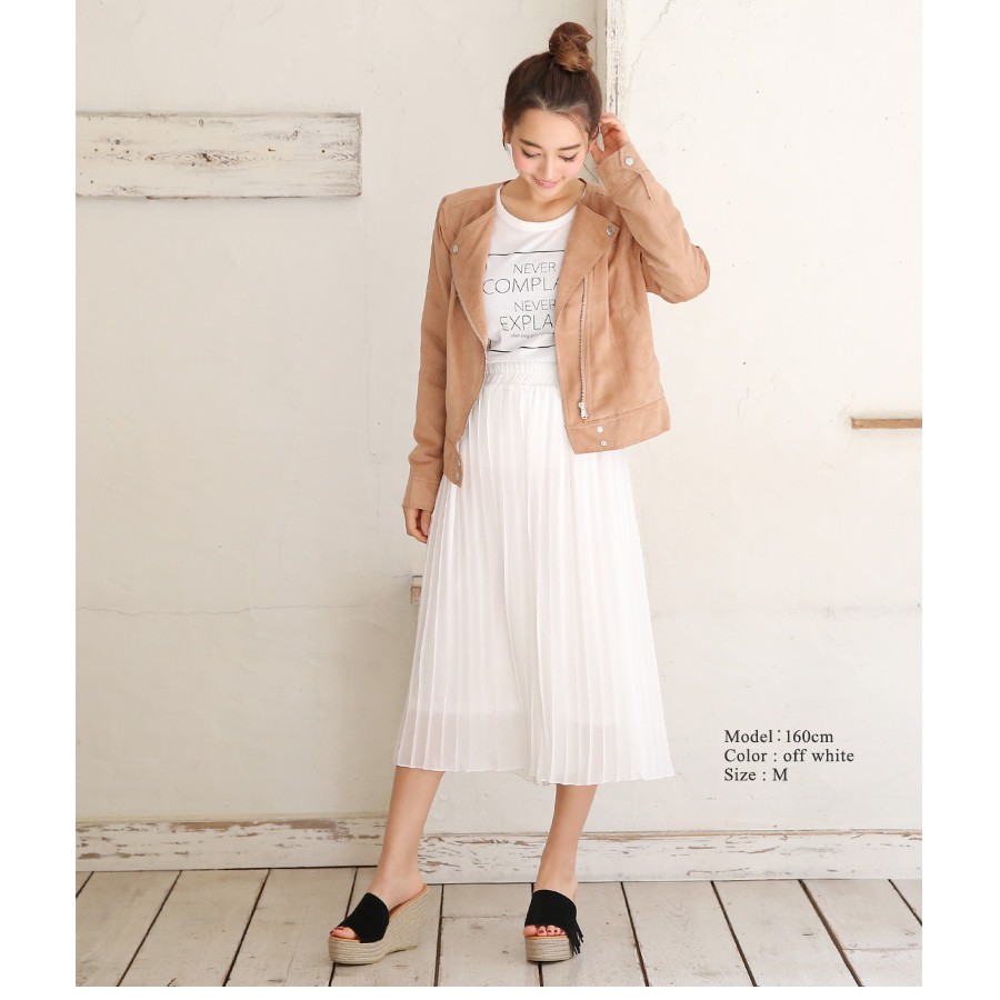 上品ふんわりシフォン素材 プリーツガウチョパンツ レディース