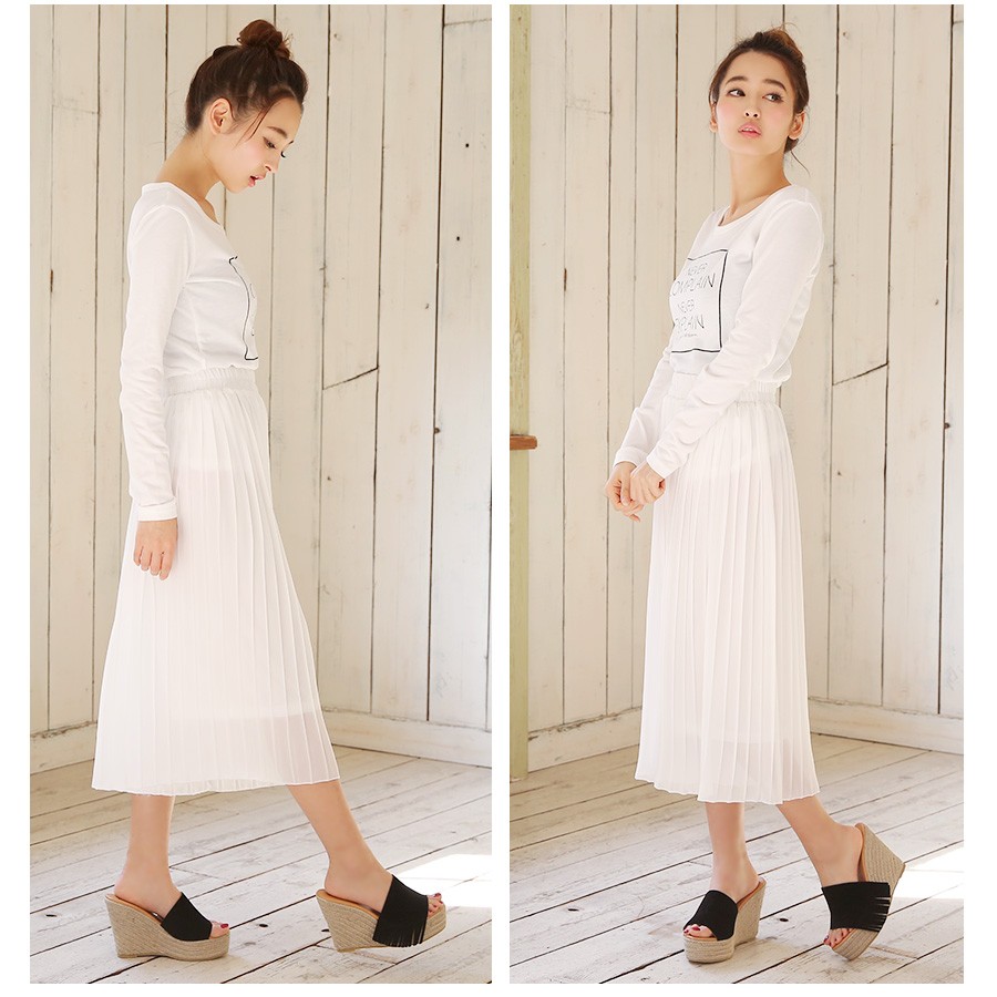 上品ふんわりシフォン素材 プリーツガウチョパンツ レディース