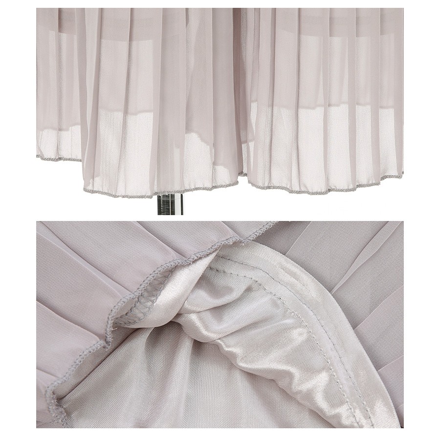 上品ふんわりシフォン素材 プリーツガウチョパンツ レディース