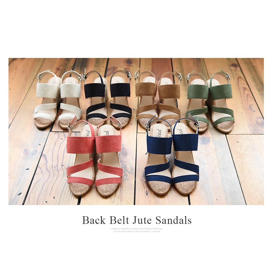 8.5cm美脚 厚底ウェッジソール ジュートサンダル レディース