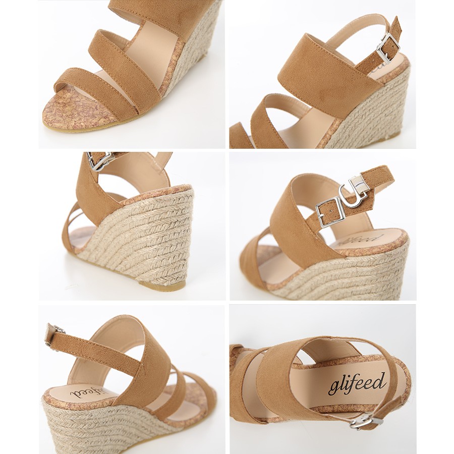 8.5cm美脚 厚底ウェッジソール ジュートサンダル レディース