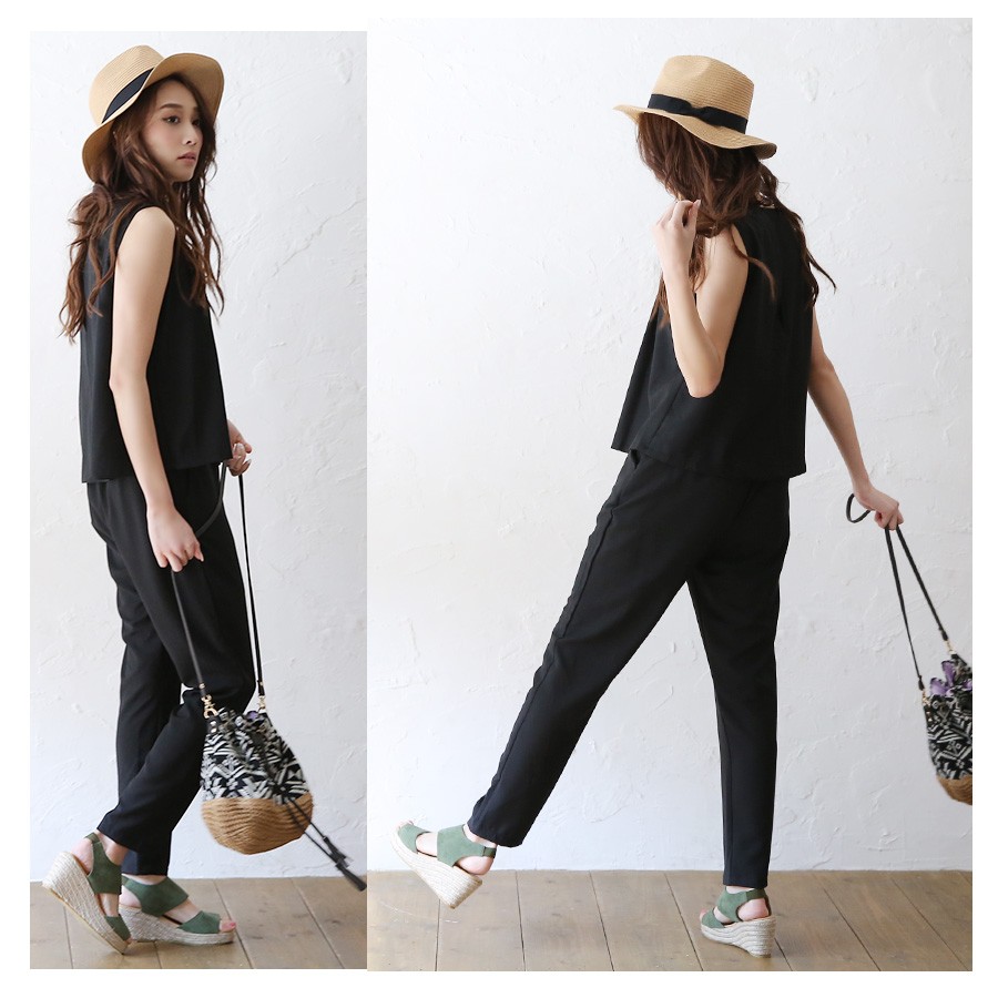 ノースリーブオールインワン ロンパース レディース