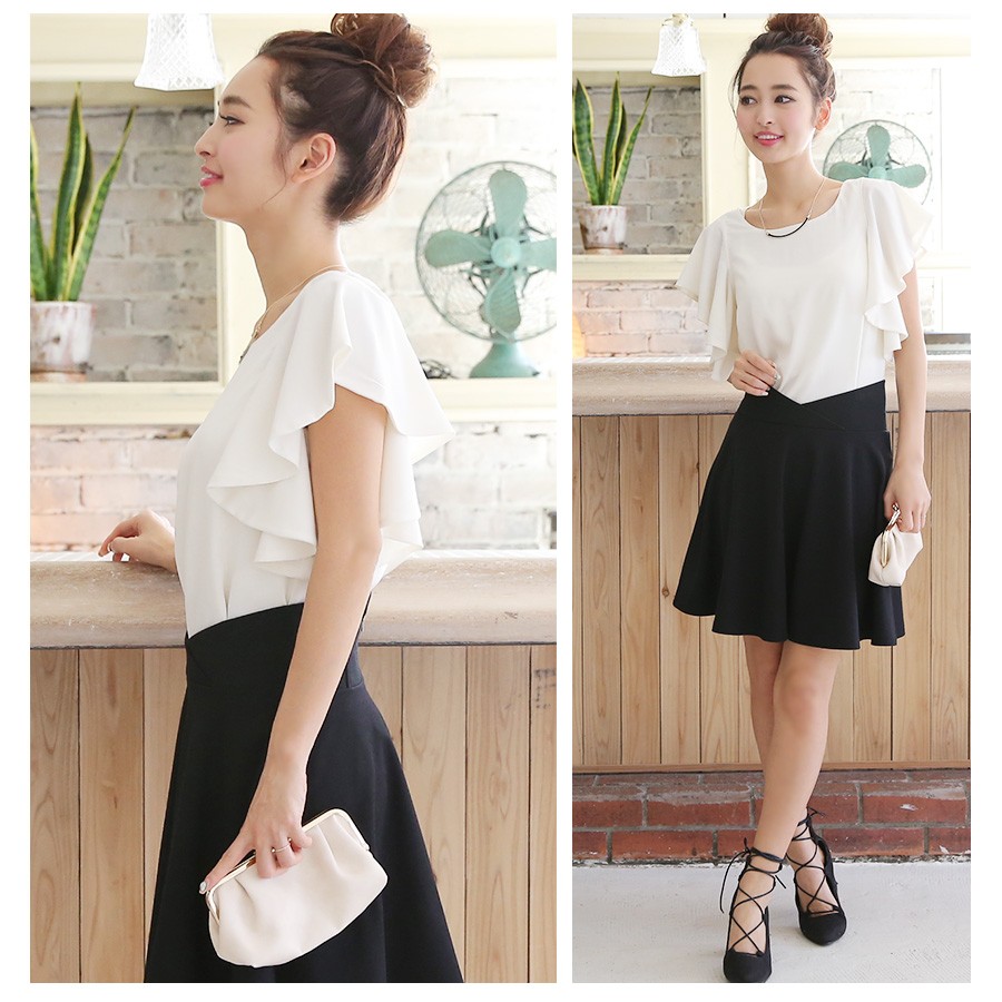 【送料無料♪メール便ご選択で】ラッフルスリーブブラウス トップス レディース