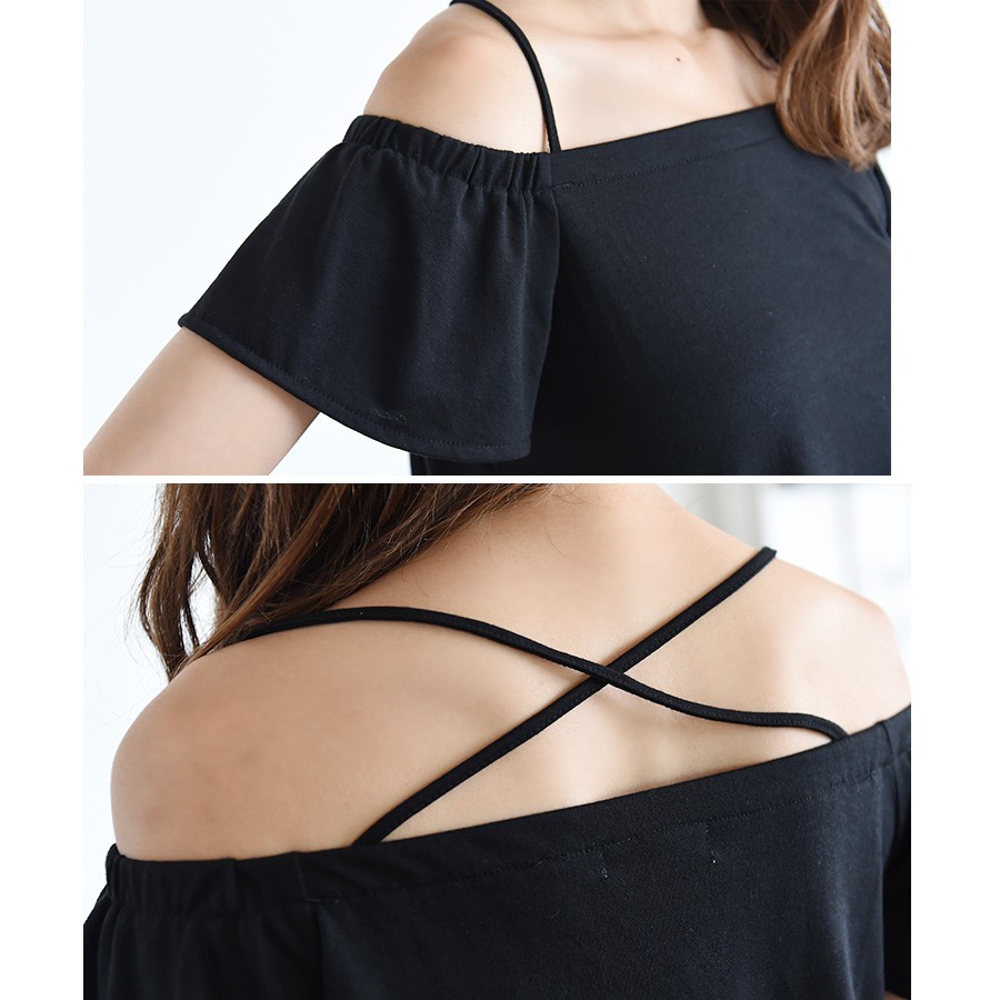 フレアスリーブ クロスストラップ tシャツ レディース 半袖 オフショルトップス ブラウス オフショルダー フリル シャツ ゆったり 肩みせ 肩だし 肩あき リゾート ガーリー おしゃれ 大人 上品 レディース 春 夏 tops shirt womans ladies
