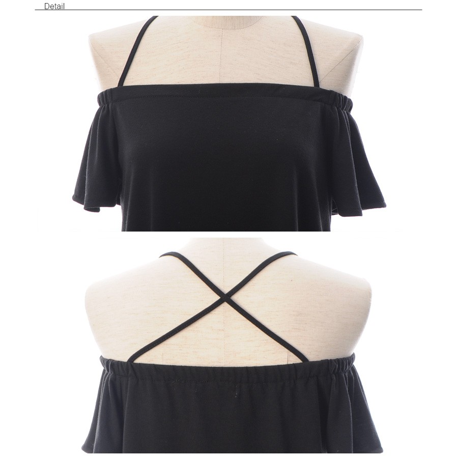 フレアスリーブ クロスストラップ tシャツ レディース 半袖 オフショルトップス ブラウス オフショルダー フリル シャツ ゆったり 肩みせ 肩だし 肩あき リゾート ガーリー おしゃれ 大人 上品 レディース 春 夏 tops shirt womans ladies