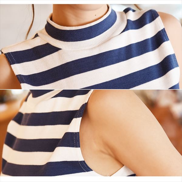 ストレッチ ノースリーブ トップス ノースリニット ノースリトップス ボトルネック ハイネック サマーニット レディース 肩みせ 肩だし 肩あき デート カットソー リゾート ガーリー おしゃれ 大人 上品 レディース 春 夏 tops womans ladies