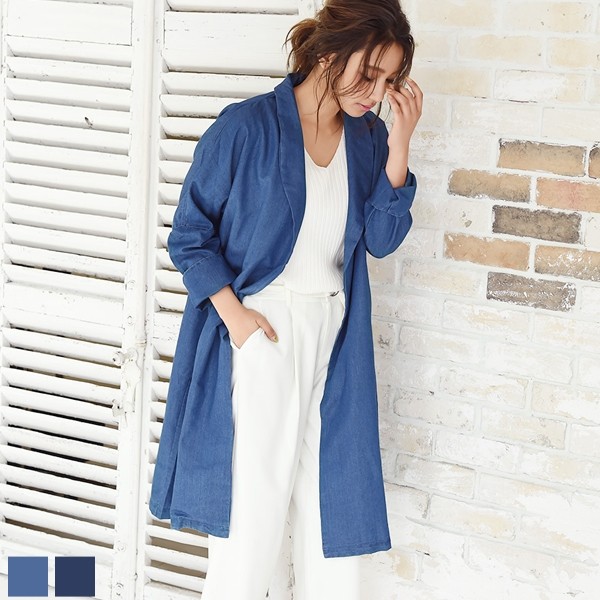 デニム コート ロングコート トレンチコート レディース スプリングコート テロンチコート ロング ロング丈 コーディガン おしゃれ 大人 上品 アウター パーティー 女性 女の子 大人 おしゃれ 可愛い デート M ゆったり レディース outer Ladies ブラック ネイビー ブルー