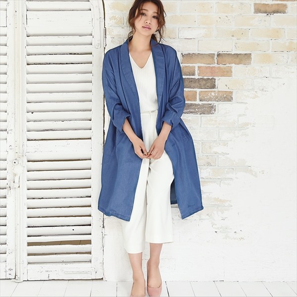 デニム コート ロングコート トレンチコート レディース スプリングコート テロンチコート ロング ロング丈 コーディガン おしゃれ 大人 上品 アウター パーティー 女性 女の子 大人 おしゃれ 可愛い デート M ゆったり レディース outer Ladies ブラック ネイビー ブルー