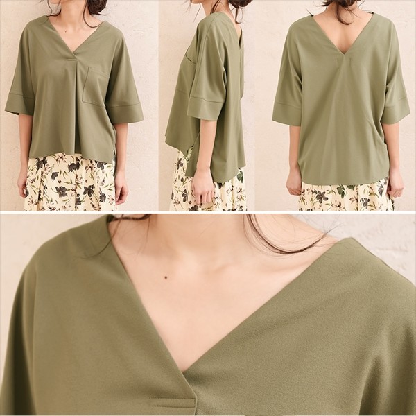 袖コンシャス Vネック シャツ ブラウス ボートネック トップス ドルマントップス ドルマンスリーブ エンビデザイン  ドロップショルダー 半袖 五分袖 5分袖 ブラウス 結婚式 カバースリーブ 女性 女の子 大人 おしゃれ 可愛い 二次会 デート M ゆったり 体型カバー レディース tops Ladies ブラック オフホワイト  アイスグレー ピンク ネイビー