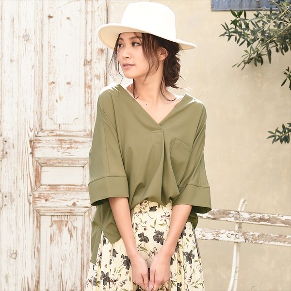 袖コンシャス Vネック シャツ ブラウス ボートネック トップス ドルマントップス ドルマンスリーブ エンビデザイン  ドロップショルダー 半袖 五分袖 5分袖 ブラウス 結婚式 カバースリーブ 女性 女の子 大人 おしゃれ 可愛い 二次会 デート M ゆったり 体型カバー レディース tops Ladies ブラック オフホワイト  アイスグレー ピンク ネイビー