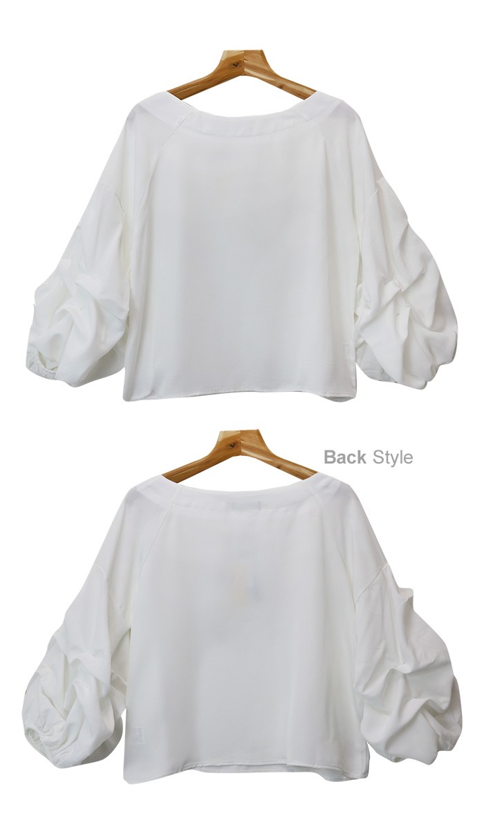 楽ちん 春 ブラウス レディース 袖フリル シャツ ブラウス 長袖 袖コンシャス 春夏 ブラウス オフィス カットソー 白シャツ Uネック クルーネック ボリュームスリーブ トップス おしゃれ tops Ladies ブラック 黒 ホワイト 白 ネイビー パープル ベージュ グレージュ