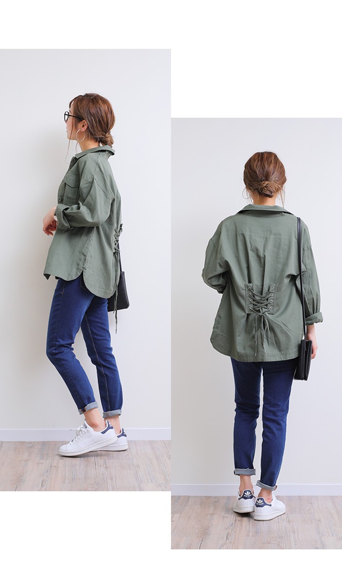 楽ちん 春 ミリタリージャケット レディース 春 長袖 背中レースアップ ミリタリーシャツ ジャケット ミリタリー シャツ おしゃれ 春夏 オーバーサイズ 夏 大きいサイズ オフィスカジュアル 大人 Ladies womans bottoms skirt ベージュ ブラック カーキ