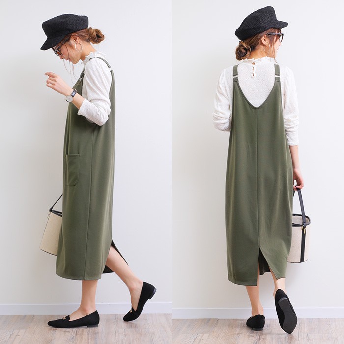 楽ちん ワンピース 春 大人 上品 ロング ロング丈 ジャンスカ レディース ジャンパースカート サロペットスカート オールインワン Vネック ワンピース ノースリ ノースリーブ ワンピース 夏 春夏 ladies onep onepiece womans ブラック グレー カーキ