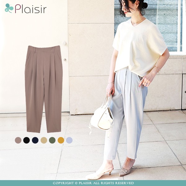 テーパードパンツ レディース ボトムス とろみ素材 ウエストゴム