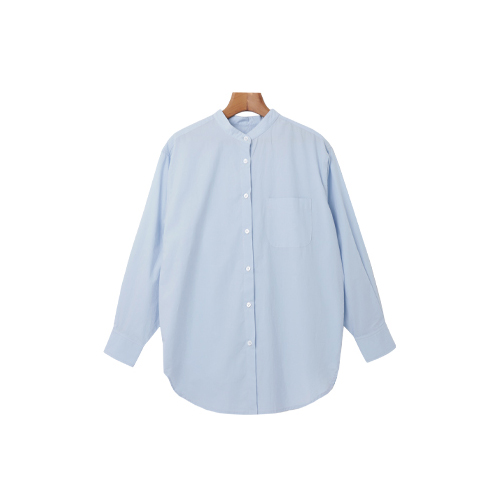 オーバーサイズ コットン バンドカラー 長袖 シャツ レディース