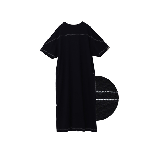 配色ステッチ オーバーサイズ 半袖 Tシャツ ワンピース