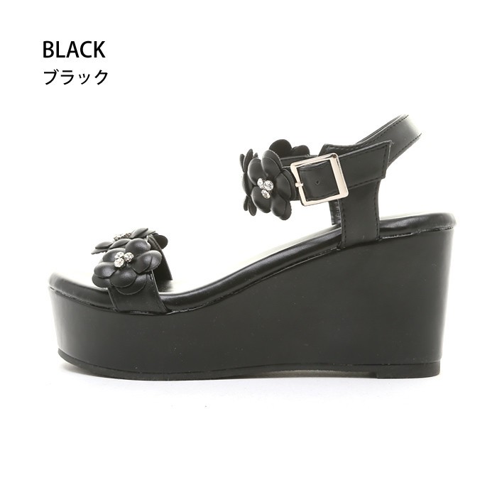 美脚 サンダル ウェッジソール サンダル ストラップ フラワーモチーフ ベルト ウエッジソール ウェッジ ウエッジ 厚底サンダル ウェッジヒール 歩きやすい 旅行 前厚 厚底 リゾート ビーチ 黒 低反発 シューズ Ladies shoes 靴 womans ブラック ホワイト ピンク シルバー