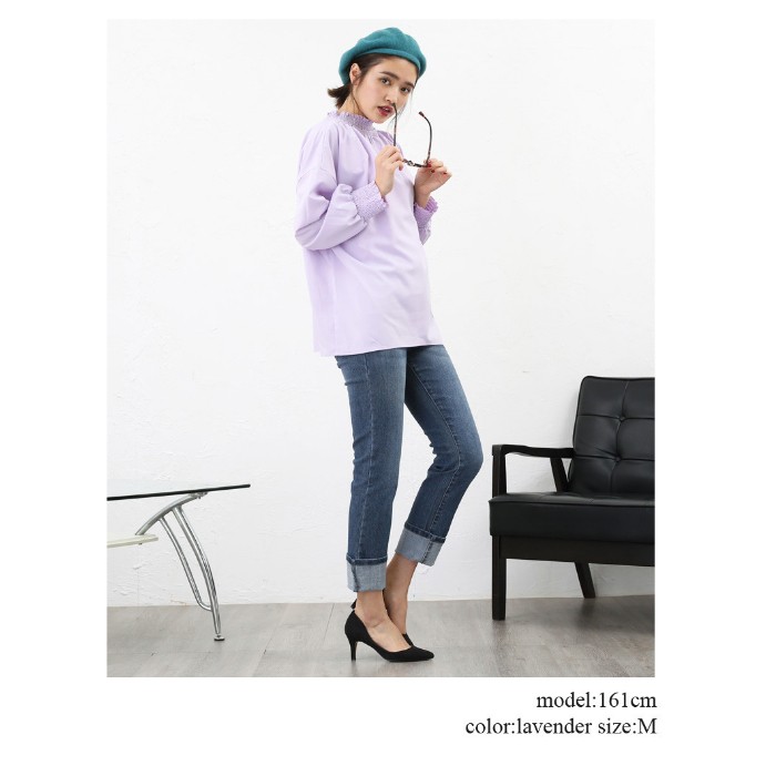 楽ちん ブラウス 立ち襟 フリル シャーリング シャツ レディース 長袖 トップス シャツワンピース 白 シャツ ボトルネック ハイネック 春 春夏 ゆったり 透け感 ドレープ オフィスカジュアル トップス きれいめ 大人 春 夏 ホワイト Ladies womans tops ネイビー ホワイト 白 ピンク サックス ブルー