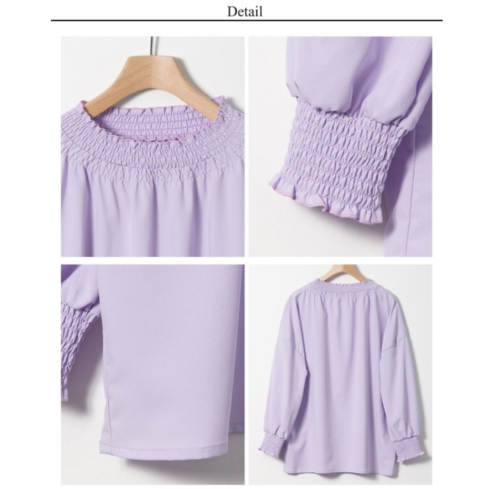 楽ちん ブラウス 立ち襟 フリル シャーリング シャツ レディース 長袖 トップス シャツワンピース 白 シャツ ボトルネック ハイネック 春 春夏 ゆったり 透け感 ドレープ オフィスカジュアル トップス きれいめ 大人 春 夏 ホワイト Ladies womans tops ネイビー ホワイト 白 ピンク サックス ブルー