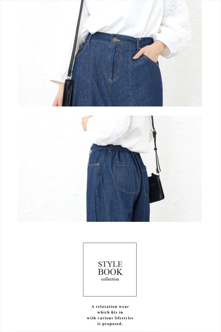 楽ちん 美脚 デニム ワイドパンツ レディース 春夏 ワイドパンツ デニム パンツ ウエストリボン ゆったり ロング ワイドパンツ ハイウエスト ガウチョパンツ スカンツ ロングレングス ウエストゴム オフィスカジュアル かわいい 大きいサイズ 大人 上品 Ladies womans bottoms pants ネイビー ブルー