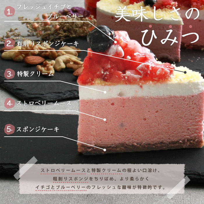 ケーキ ストロベリーケーキ イチゴケーキ いちごケーキ ムースケーキ ムース ストロベリームース いちご いちごムース イチゴムース ブルーベリー ベリー フルー