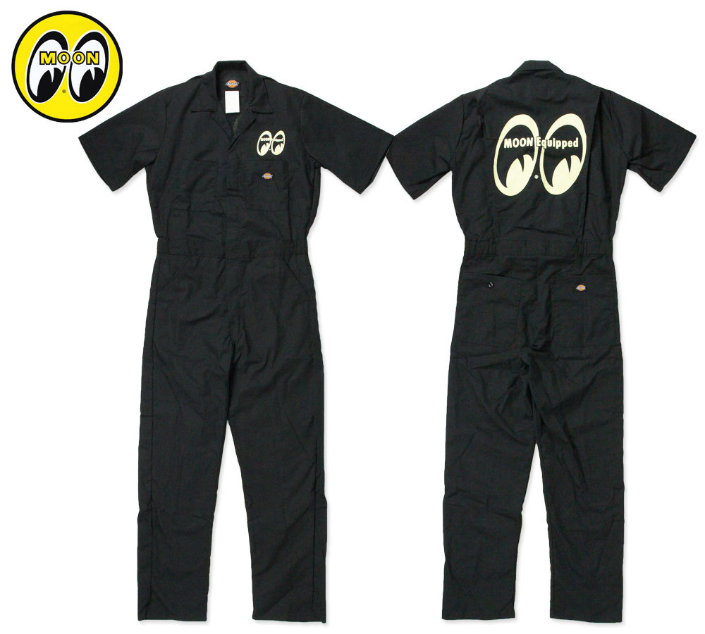 MOON Equipped Dickies オールインワン ツナギ ブラック ムーンアイズ つなぎ メンズ Dickies ディッキーズ おしゃれ