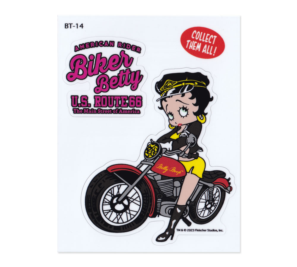 ベティ・ブープ ステッカー おしゃれ かわいい キャラクター アメリカ 車 バイク スマホ ノートパソコン アメリカン雑貨 BETTY BOOP BIKER BETTY｜planfirst